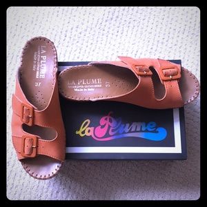 Summer Orange La Plume Buckle Strap Sandals